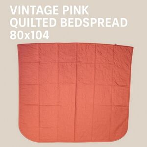Vintage Pink Quilted Bedspread Full/Double Size 80x104 Mid-Century Lightweight